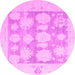 Round Oriental Pink Traditional Rug, abs4856pnk