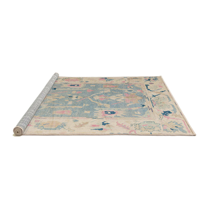 Sideview of Machine Washable Abstract Sage Green Rug, wshabs4857