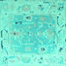 Square Oriental Turquoise Traditional Rug, abs4857turq