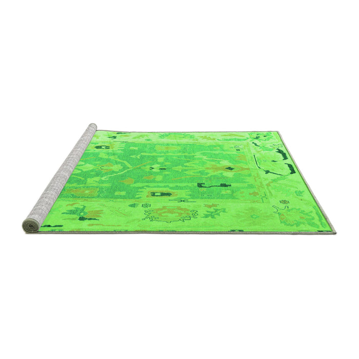 Sideview of Machine Washable Oriental Green Traditional Area Rugs, wshabs4857grn