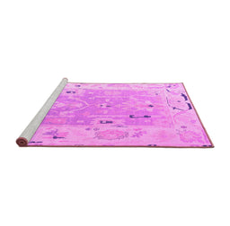 Sideview of Machine Washable Oriental Pink Traditional Rug, wshabs4857pnk