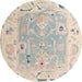 Round Machine Washable Abstract Sage Green Rug, wshabs4857