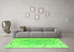 Machine Washable Oriental Green Traditional Area Rugs in a Living Room,, wshabs4857grn