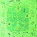 Square Oriental Green Traditional Rug, abs4857grn