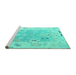 Sideview of Machine Washable Oriental Turquoise Traditional Area Rugs, wshabs4857turq