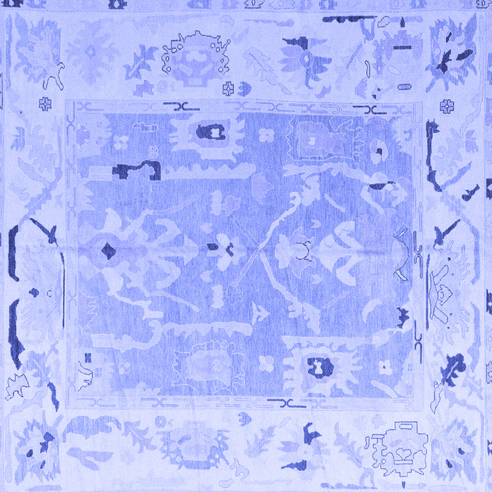 Square Machine Washable Oriental Blue Traditional Rug, wshabs4857blu