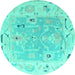 Round Oriental Turquoise Traditional Rug, abs4857turq