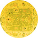 Round Oriental Yellow Traditional Rug, abs4857yw