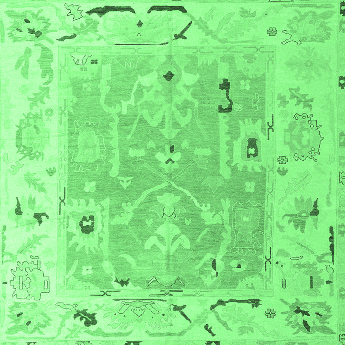 Square Machine Washable Oriental Emerald Green Traditional Area Rugs, wshabs4857emgrn
