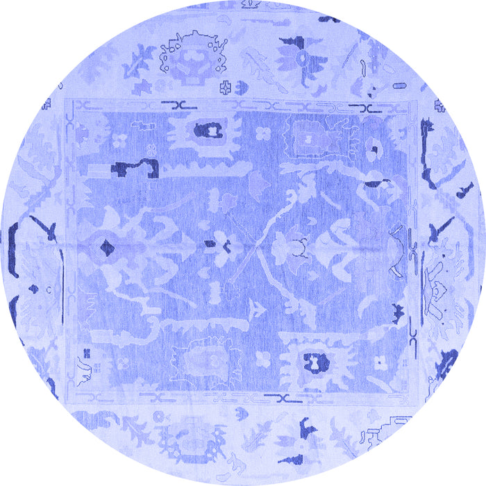 Round Oriental Blue Traditional Rug, abs4857blu