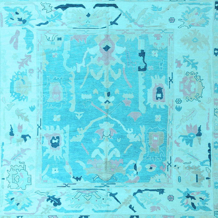 Square Oriental Light Blue Traditional Rug, abs4857lblu