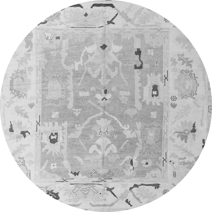 Round Machine Washable Oriental Gray Traditional Rug, wshabs4857gry