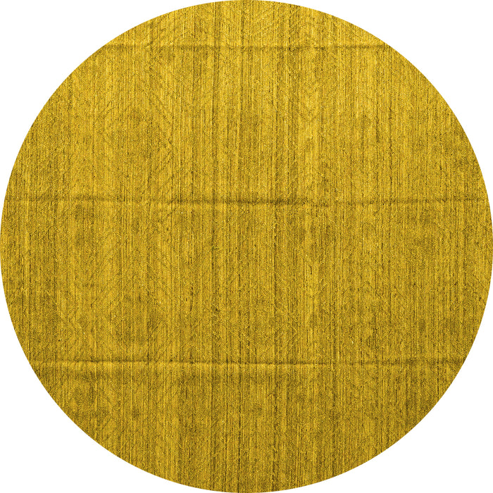 Round Abstract Yellow Modern Rug, abs4858yw