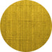 Round Abstract Yellow Modern Rug, abs4858yw