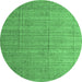 Round Abstract Emerald Green Modern Rug, abs4858emgrn