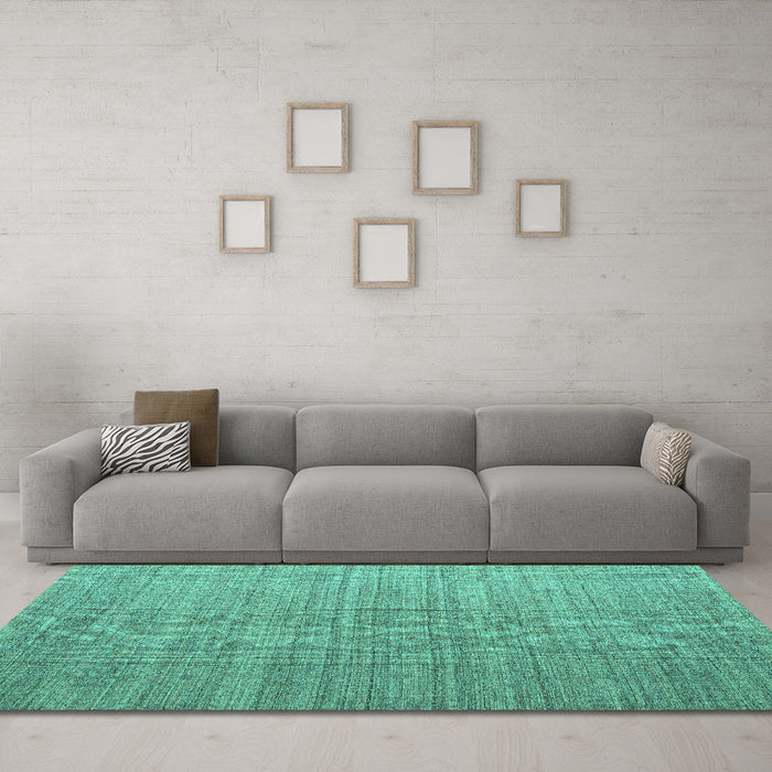 Machine Washable Abstract Turquoise Modern Area Rugs in a Living Room,, wshabs4858turq