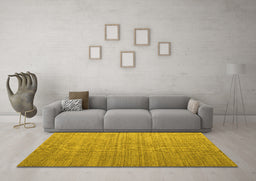 Machine Washable Abstract Yellow Modern Rug in a Living Room, wshabs4858yw