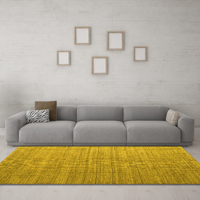Machine Washable Abstract Yellow Modern Rug in a Living Room, wshabs4858yw