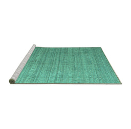 Sideview of Machine Washable Abstract Turquoise Modern Area Rugs, wshabs4858turq