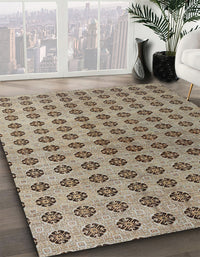 Abstract Light French Beige Brown Modern Rug, abs4859