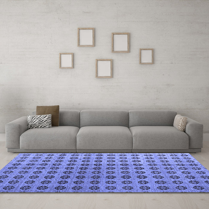 Machine Washable Abstract Blue Modern Rug in a Living Room, wshabs4859blu