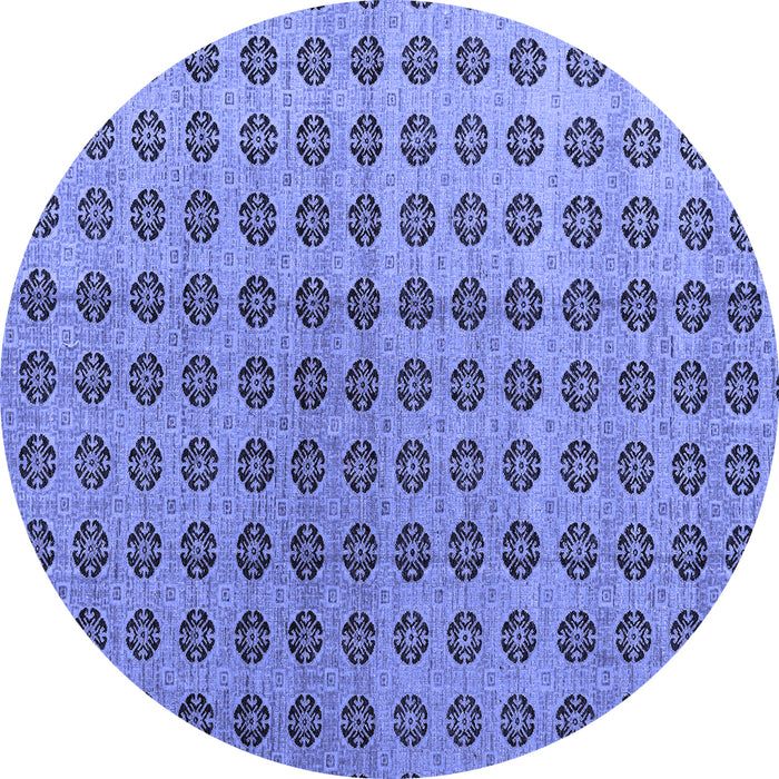 Round Abstract Blue Modern Rug, abs4859blu