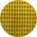 Round Abstract Yellow Modern Rug, abs4859yw