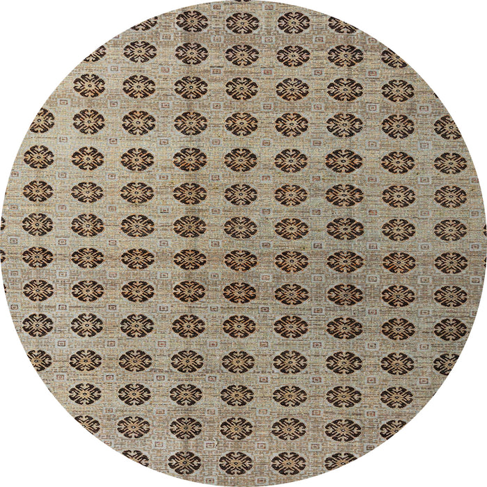 Round Abstract Light French Beige Brown Modern Rug, abs4859