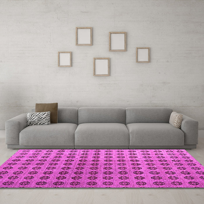 Machine Washable Abstract Pink Modern Rug in a Living Room, wshabs4859pnk