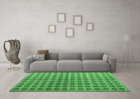 Machine Washable Abstract Emerald Green Modern Rug, wshabs4859emgrn