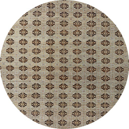 Round Machine Washable Abstract Light French Beige Brown Rug, wshabs4859