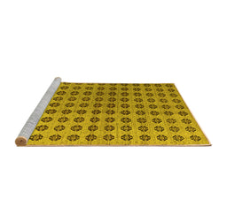 Sideview of Machine Washable Abstract Yellow Modern Rug, wshabs4859yw