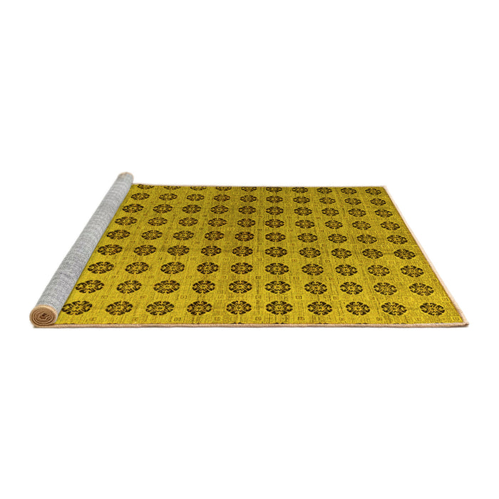 Sideview of Machine Washable Abstract Yellow Modern Rug, wshabs4859yw