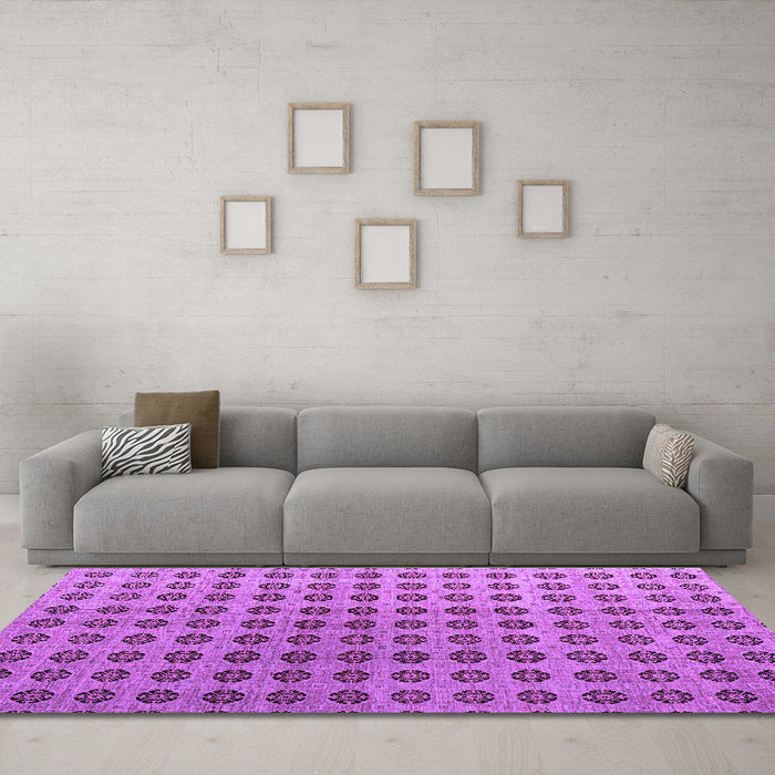 Machine Washable Abstract Purple Modern Area Rugs in a Living Room, wshabs4859pur