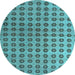 Round Abstract Light Blue Modern Rug, abs4859lblu