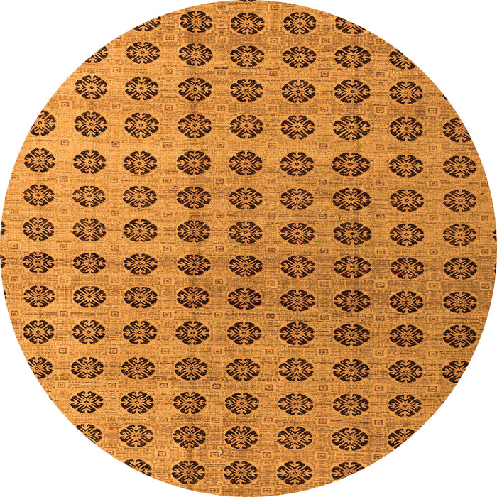Round Machine Washable Abstract Orange Modern Area Rugs, wshabs4859org