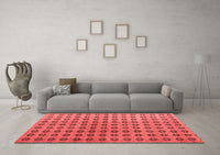 Machine Washable Abstract Red Modern Rug, wshabs4859red