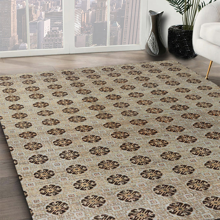 Machine Washable Abstract Light French Beige Brown Rug in a Family Room, wshabs4859