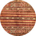 Round Abstract Orange Modern Rug, abs485org