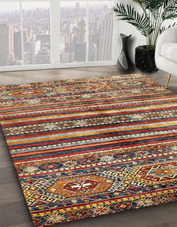 Machine Washable Abstract Saffron Red Rug in a Family Room, wshabs485