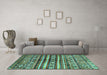 Machine Washable Abstract Turquoise Modern Area Rugs in a Living Room,, wshabs485turq