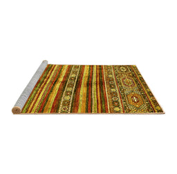 Sideview of Machine Washable Abstract Yellow Modern Rug, wshabs485yw