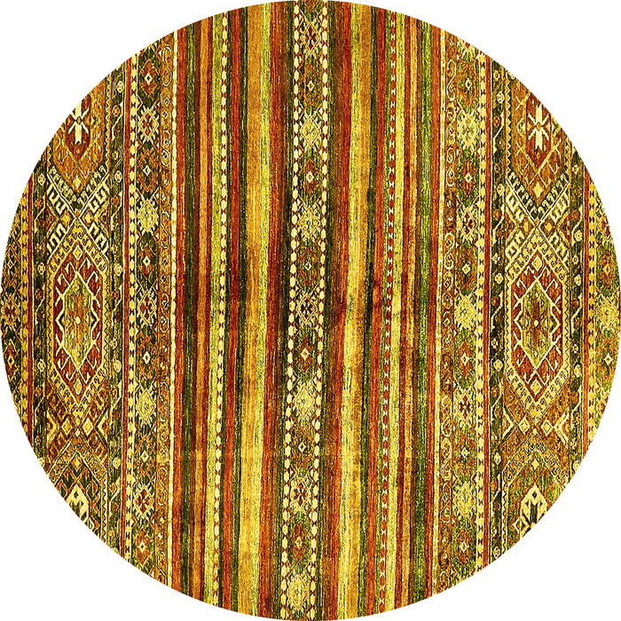 Round Abstract Yellow Modern Rug, abs485yw