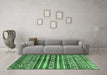 Machine Washable Abstract Emerald Green Modern Area Rugs in a Living Room,, wshabs485emgrn