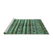 Sideview of Machine Washable Abstract Turquoise Modern Area Rugs, wshabs485turq