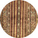 Round Machine Washable Abstract Brown Modern Rug, wshabs485brn