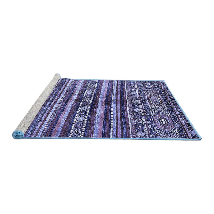 Sideview of Machine Washable Abstract Blue Modern Rug, wshabs485blu
