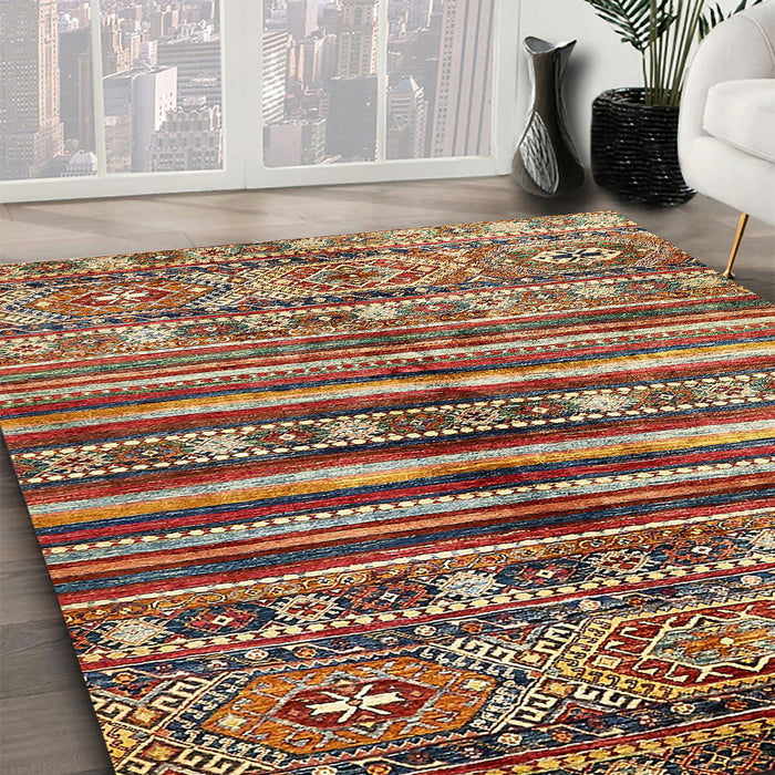 Abstract Saffron Red Modern Rug in Family Room, abs485