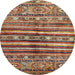 Round Machine Washable Abstract Saffron Red Rug, wshabs485