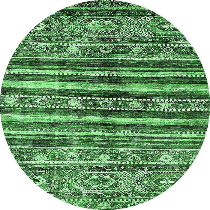 Round Abstract Emerald Green Modern Rug, abs485emgrn